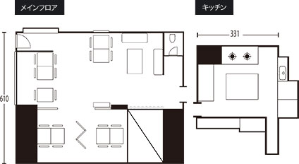 レストランスタジオ六本木 明泉ビル1F 店内図