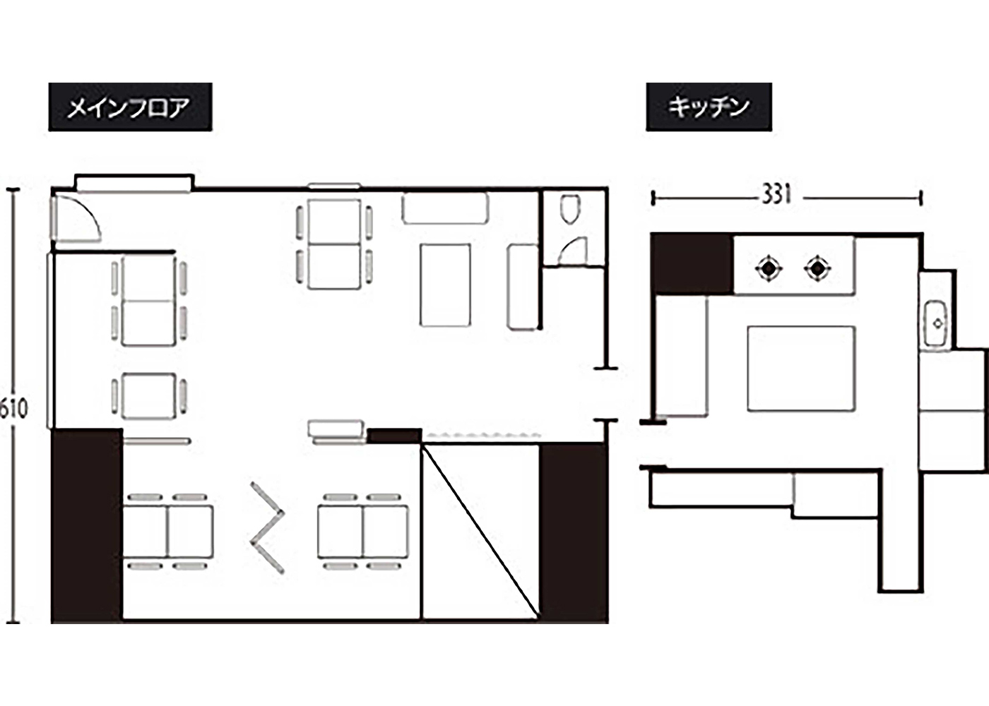 港区六本木 レストランスタジオの内装図